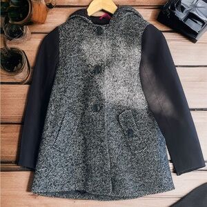 Michael Kros Black and Gray Tweed Kids Coat
